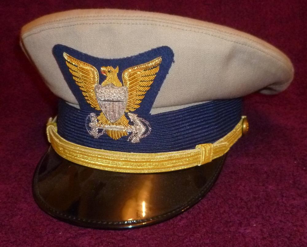 WW2 USN US Navy Officer Visor Dress Cap Hat Embroidered Chin Strap 2 Widths Gold 