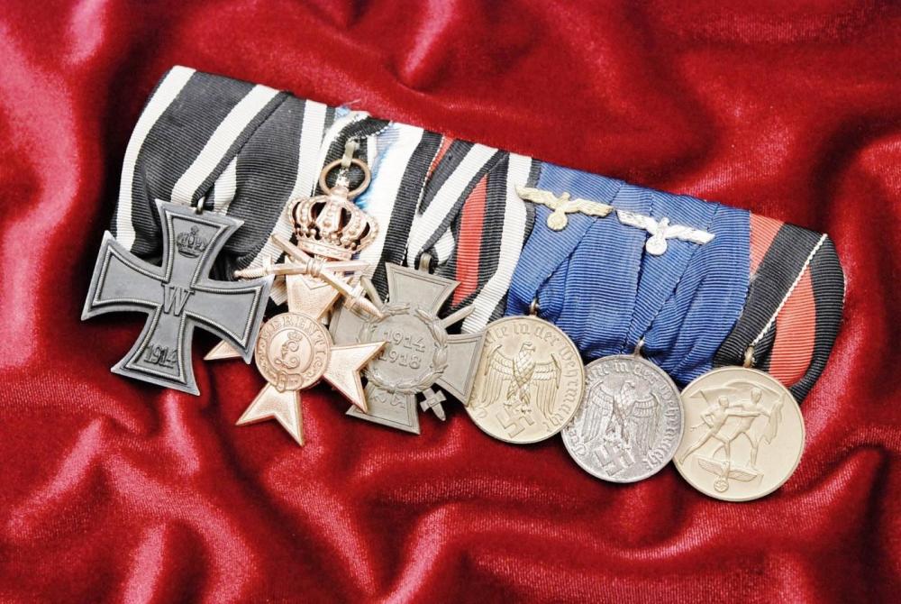 EK2, Bavarian Military Cross of Merit 4th Class, HK, 12 Year Service Medal, 4 Year Service Medal, Occupation of Sudetland Medal A.jpg