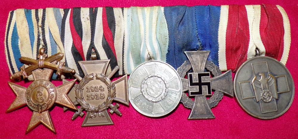 Bavarian Cross of Merit 4th Class, HK, Bavarian 9 yr, 25 yr Long Service Cross, Social Welfare Medal A.JPG