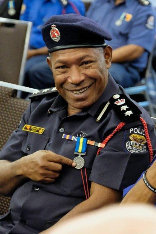 Solomon Isl Royal Solomon Islands Police Force International Law Enforcement Cooperation Medal on a PNG Officer.jpg