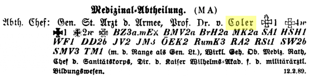 Alwin von Coler, Rangliste 1901.png