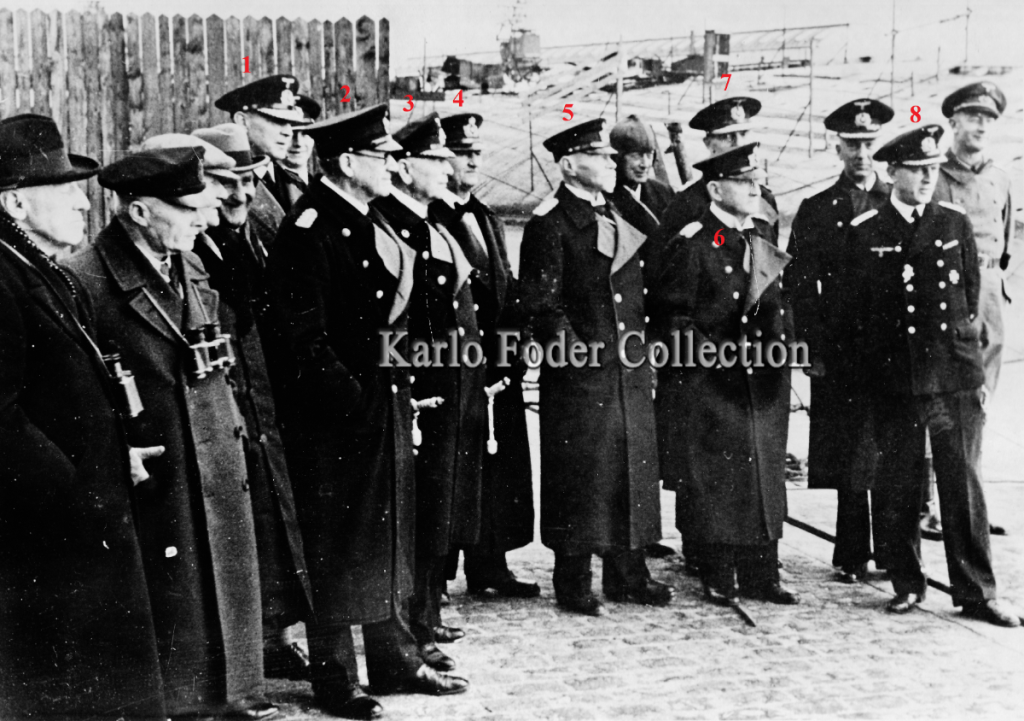 Gottfried Hansen, Hans Seebohm, Hans Erler, Ludwig von Reuter, Wilhelm von Lans, Wilhelm Souchon, Oskar Heinecke, 4 December 1940, Le Havre.png