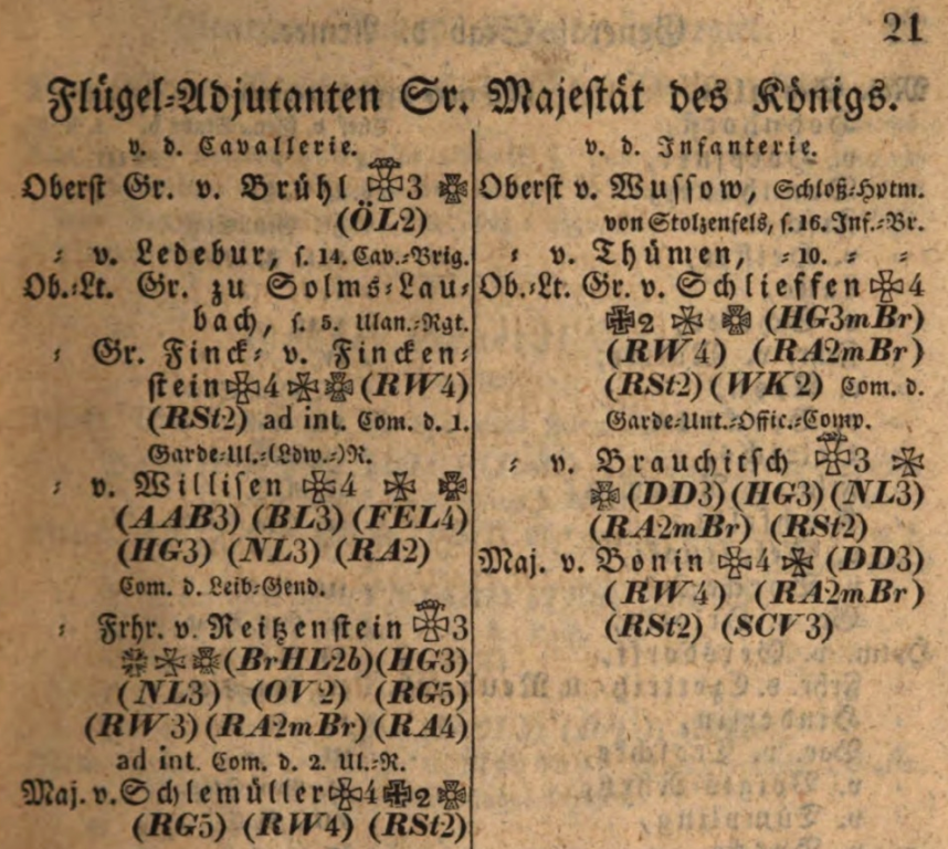 Carl Philipp August Graf von Schlieffen, Rangliste 1845.png