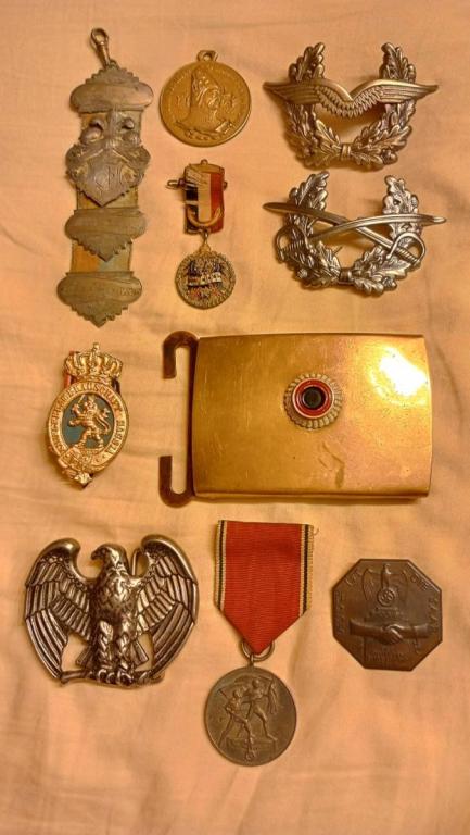 Hermann Kellner fraternity plus NAZ1 medals badges and buckles..jpg